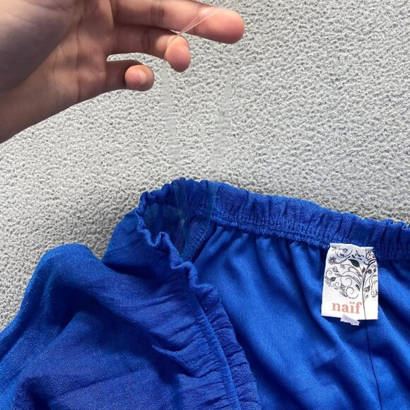 Anthropologie NAÏF Rayon Blend Shift Dress Lined Boat Neck Raglan Sleeve Blue M - Picture 10 of 12